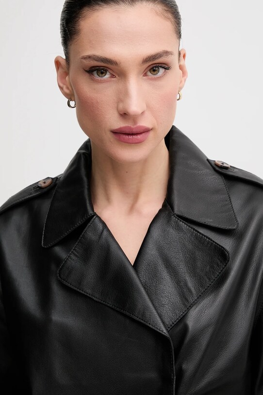 Pepe Jeans bőrdzseki GRETA fekete PL402527