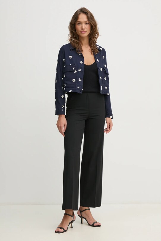 Sako s ľanovou prímesou Pepe Jeans GEORGINA PL402529 tmavomodrá SS25