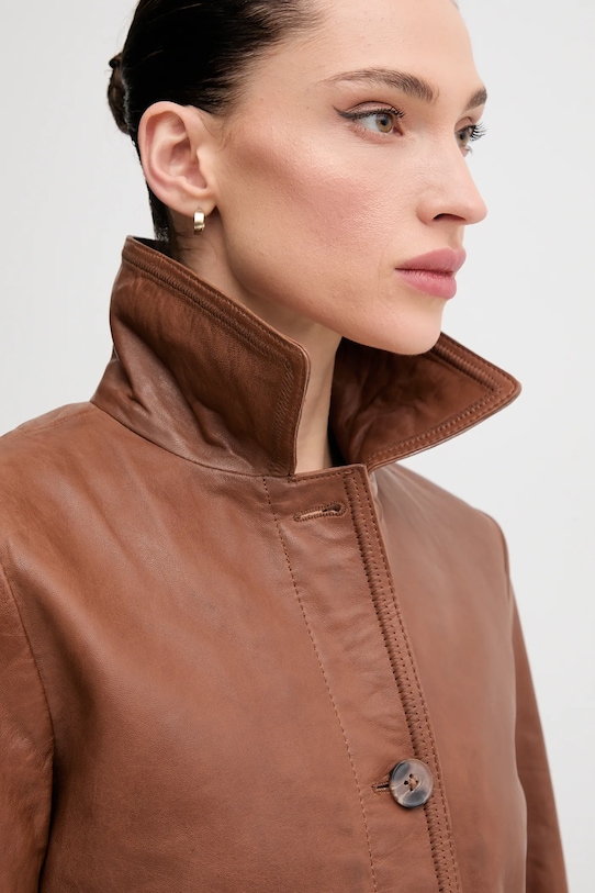 Pepe Jeans kurtka skórzana HILLARY brązowy PL402542