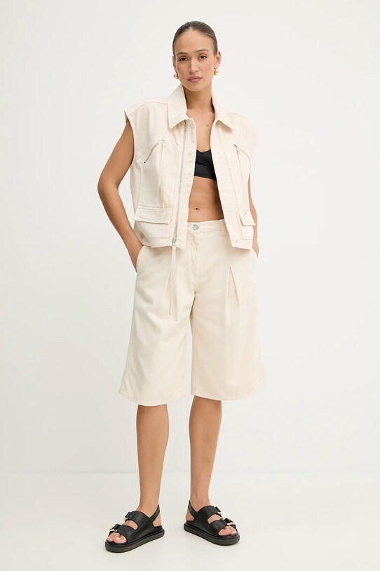 Pinko bezrękawnik bawełniany 105237.A2M8 beżowy SS25