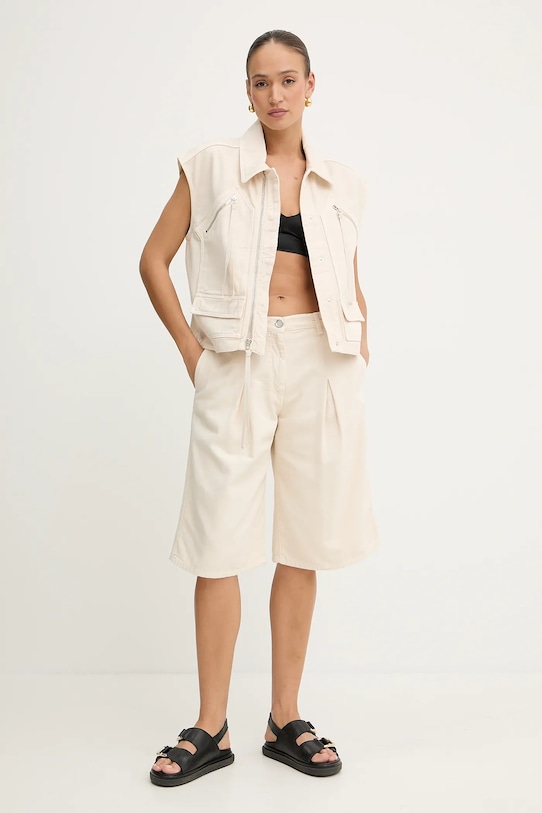 Pinko bezrękawnik bawełniany 105237.A2M8 beżowy SS25