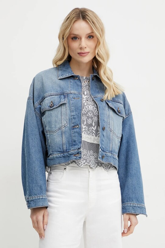 Weekend Max Mara kurtka jeansowa bez kaptura niebieski 2515041111600