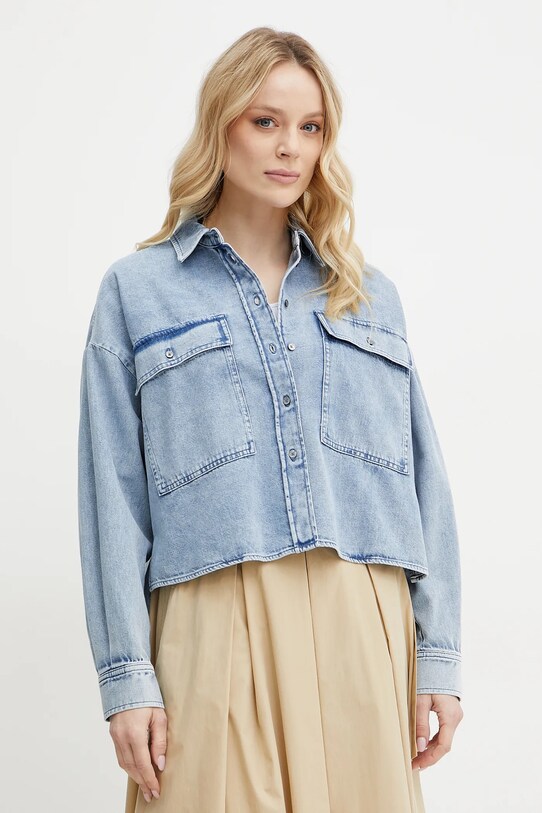 Weekend Max Mara camasa jeans lung albastru 2515111151600