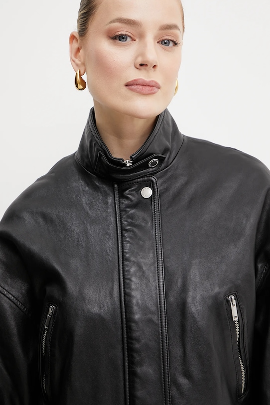 Kožená bunda Weekend Max Mara čierna 2515441011600