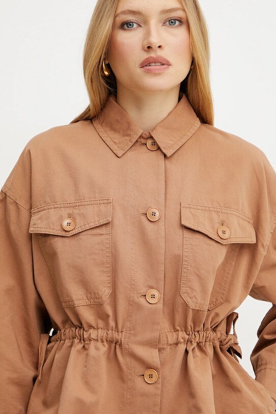 Weekend Max Mara kabát vászonkeverékből barna 2515041072600