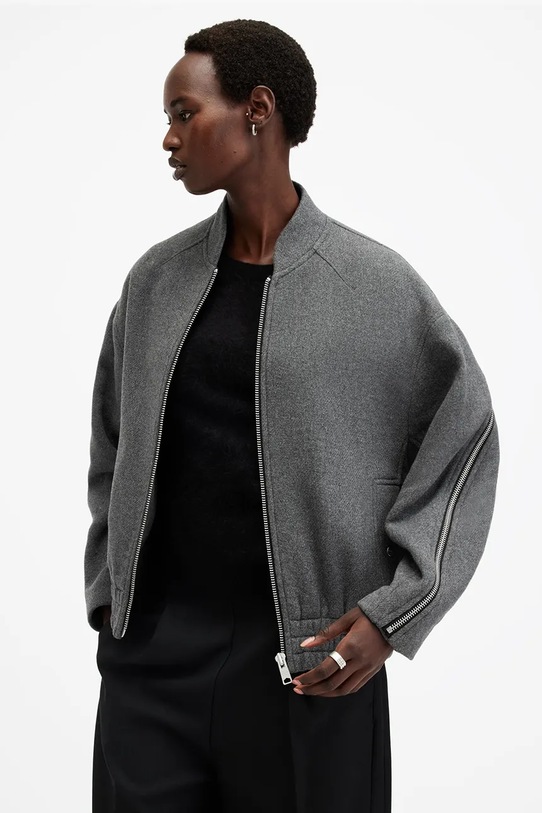 Куртка-бомбер с примесью шерсти AllSaints HACKNEY W012OB серый SS25