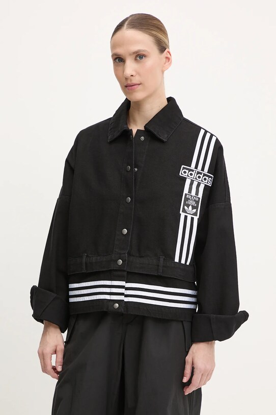 Τζιν μπουφάν adidas Originals DENIM TRACK TOP χωρίς κουκούλα μαύρο JJ3095