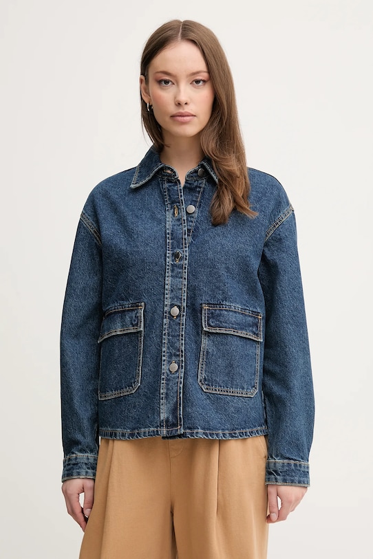 United Colors of Benetton kurtka jeansowa bawełniana bez kaptura niebieski 296XDN07R