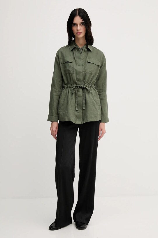 United Colors of Benetton kurtka lniana 2AGHDN07Q zielony SS25