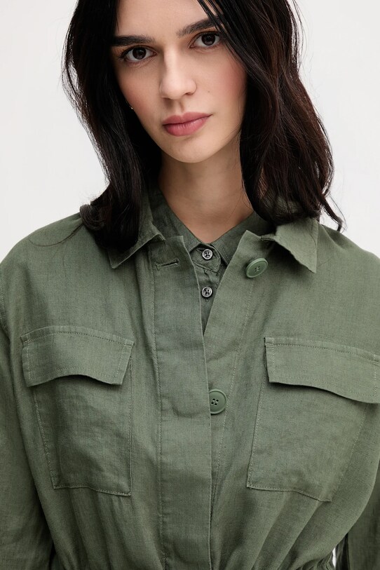 United Colors of Benetton kurtka lniana zielony 2AGHDN07Q