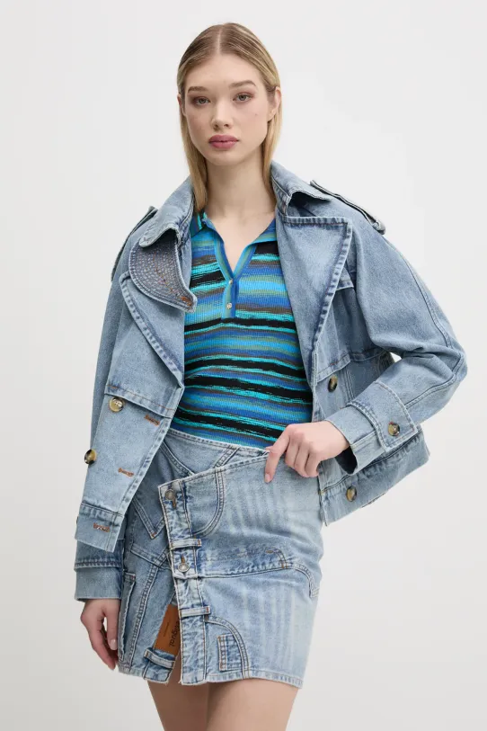 Desigual farmer trench kabát ONTARIO nem bélelt kék 25SWED57