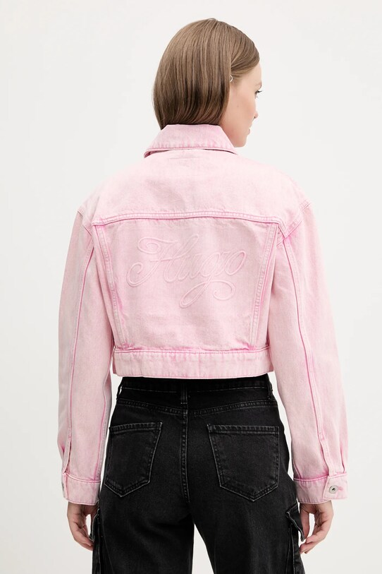Bavlnená rifľová bunda Hugo Blue bez kapucne ružová 50534763