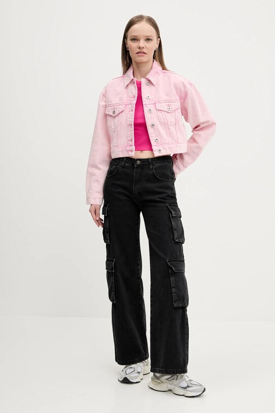 Bavlnená rifľová bunda Hugo Blue 50534763 ružová SS25