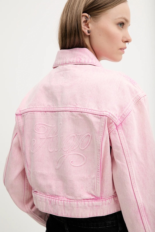 Bavlnená rifľová bunda Hugo Blue ružová 50534763