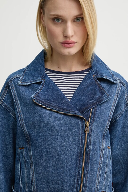 Levi's geaca jeans BIKER JACKET H125 bleumarin 001T8