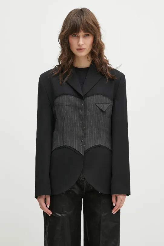 Вовняний піджак Andersson Bell Corset Inserted Blazer з підкладкою чорний awa684w