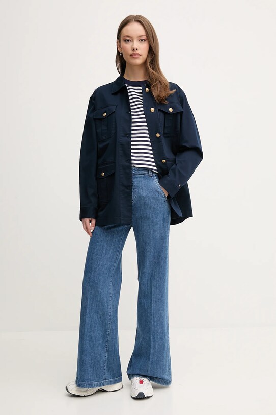 Tommy Hilfiger geacă cu aspect de cămașă WW0WW45933 bleumarin SS25
