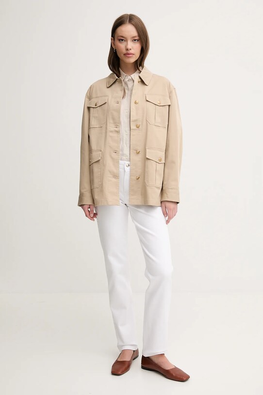 Tommy Hilfiger geacă cu aspect de cămașă WW0WW45933 bej SS25