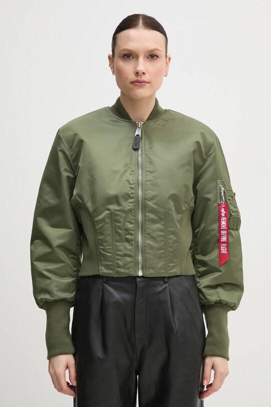 Alpha Industries geaca bomber Waisted MA-1 Wmn cu captuseala verde 148003