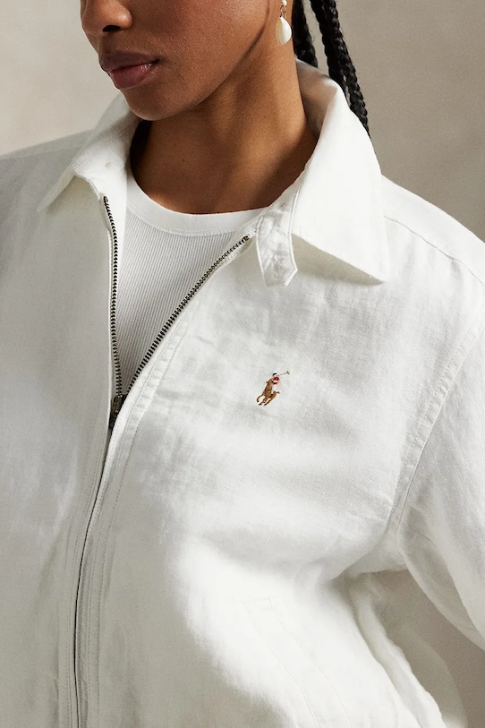 Λινό μπουφάν Polo Ralph Lauren λευκό 211938915