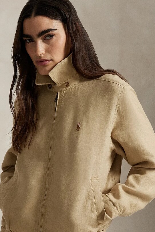 Lněná bunda Polo Ralph Lauren béžová 211938915