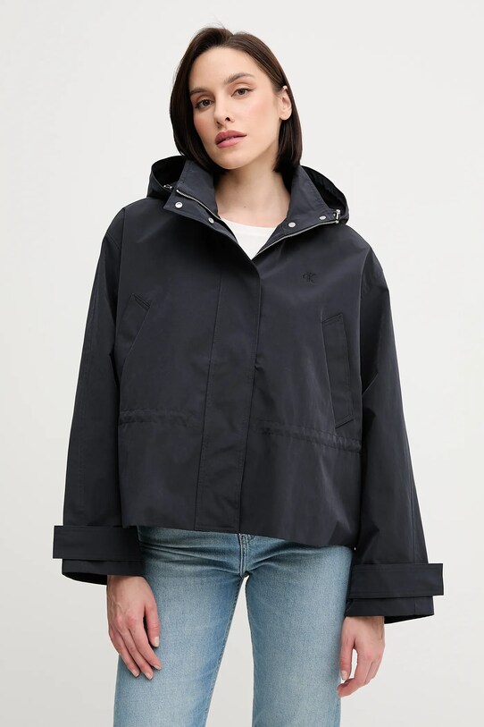 Bunda Calvin Klein Jeans s kapucí námořnická modř LV047AB502