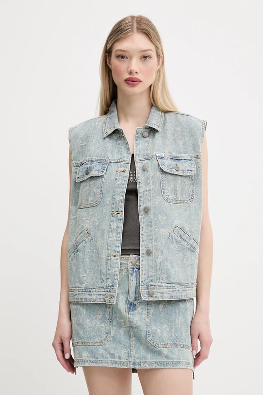 Rifľová vesta Guess Originals bez kapucne modrá W5GN82.D5OTA