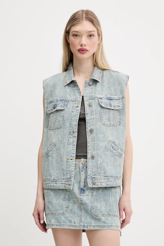 Guess Originals bezrękawnik jeansowy bez kaptura niebieski W5GN82.D5OTA
