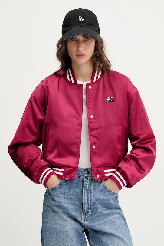 Tommy Jeans geacă bomber cu captuseala roz DW0DW20229