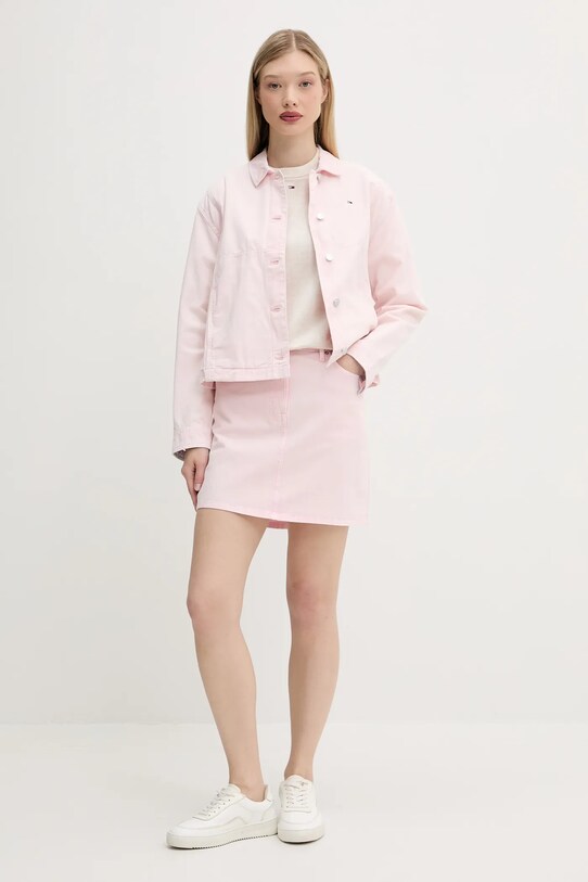 Tommy Jeans jachetă de bumbac DW0DW20230 roz SS25