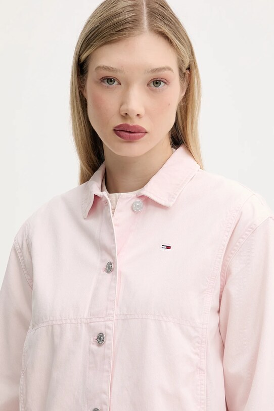 Tommy Jeans jachetă de bumbac roz DW0DW20230