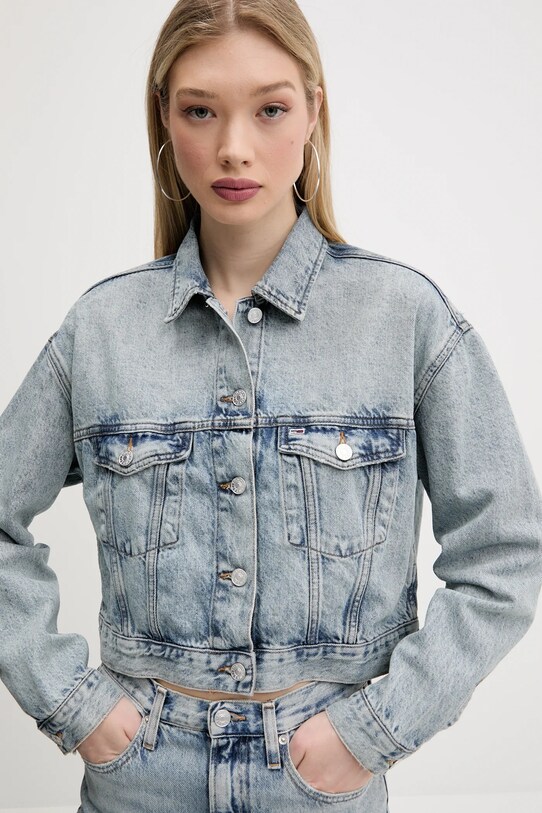 Rifľová bunda Tommy Jeans modrá DW0DW21289
