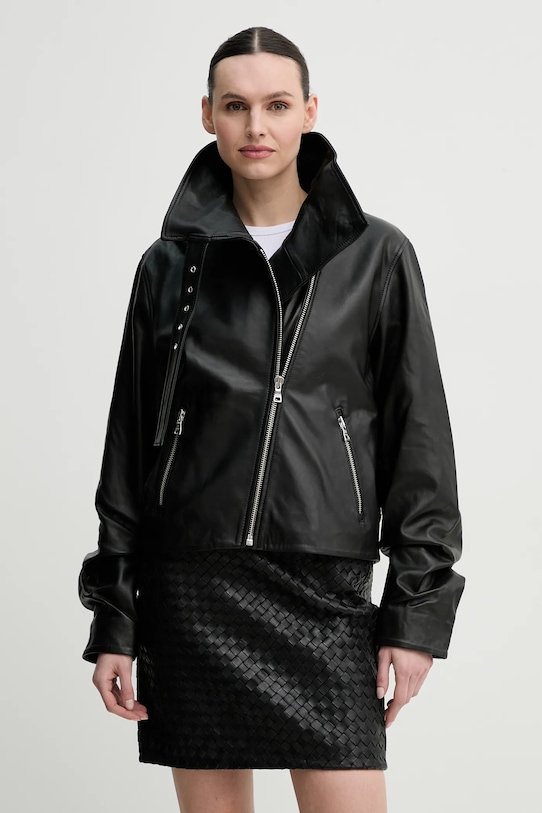 Won Hundred geacă ramones de piele cu captuseala negru 3589.16026