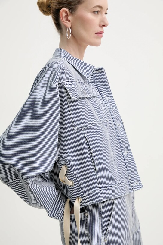 MUNTHE kurtka jeansowa bawełniana FAMKE nieocieplane niebieski 251150025106