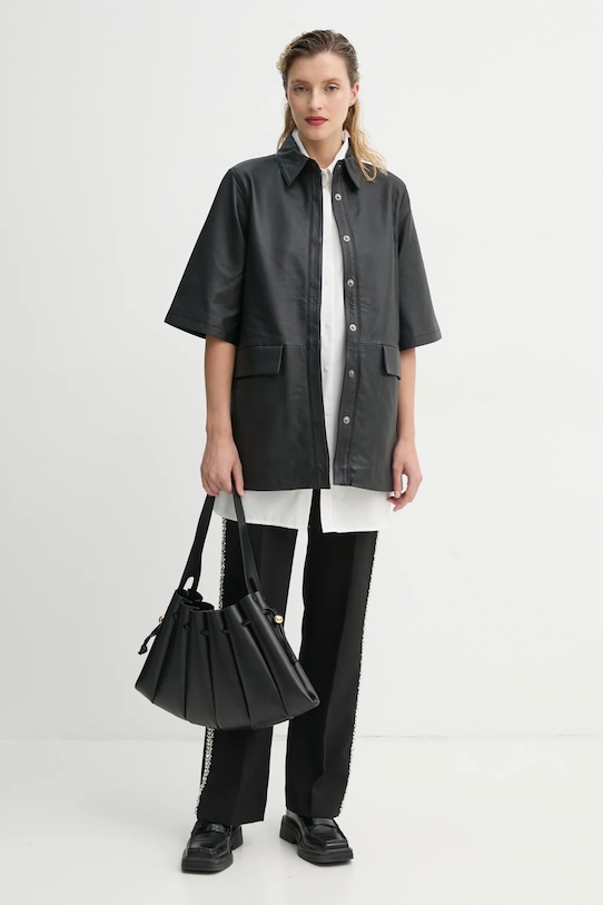 Кожаная куртка Bruuns Bazaar BBW4358 чёрный SS25