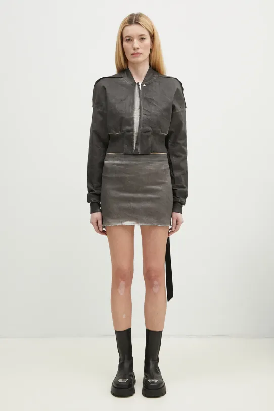 Bomber bunda Rick Owens Flight Jacket Cropped nezateplené šedá DS01E3719.SCF