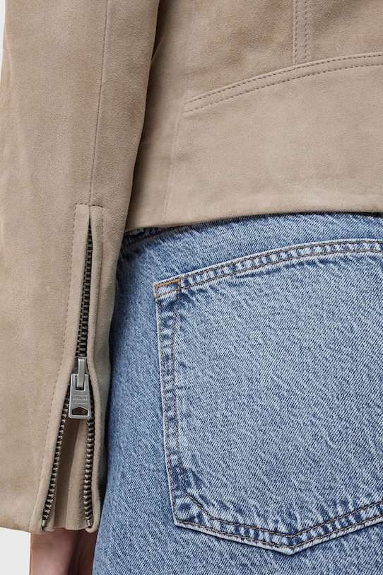 AllSaints geaca din piele intoarsa SUEDE bej W097LB