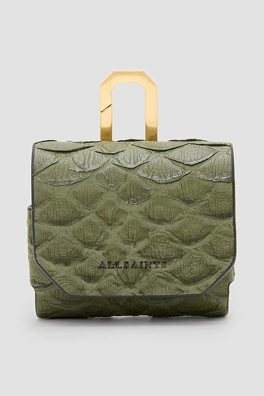 AllSaints husă airpod din piele AIRPOD Planet friendly verde W274XC