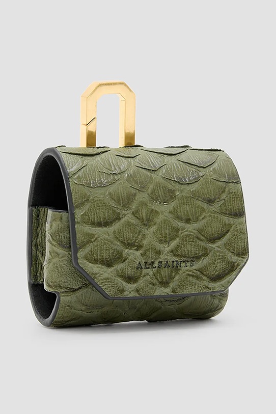 Accesorii AllSaints husă airpod din piele AIRPOD W274XC verde
