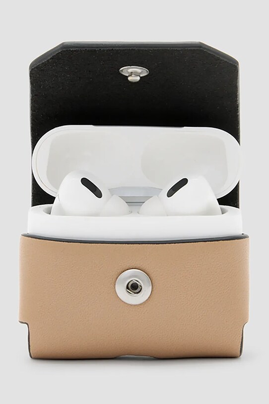 AllSaints husă airpod din piele AIRPOD W275XC bej SS25
