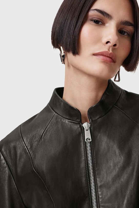 Îmbrăcăminte AllSaints geaca de piele SADLER W139LB negru