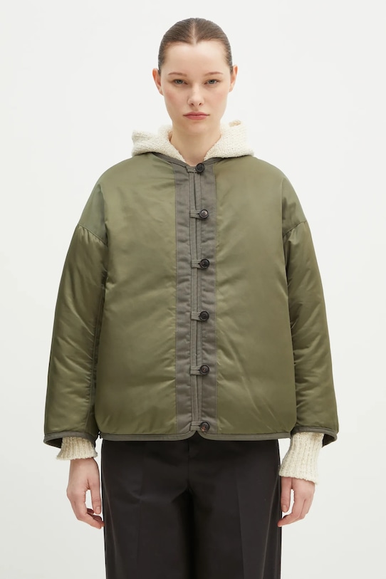 Visvim kurtka puchowa dwustronna z domieszką wełny Liner Jkt Jacquard Blanket 325105013006 zielony SS25