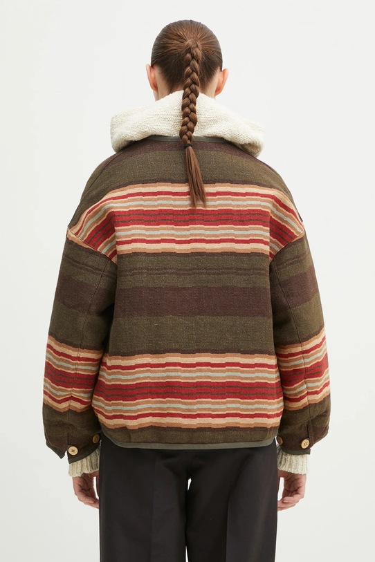 Visvim kurtka puchowa dwustronna z domieszką wełny Liner Jkt Jacquard Blanket zielony 325105013006