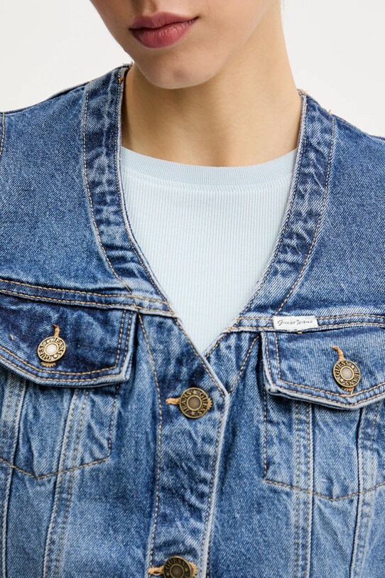 Guess Jeans vestă din denim bleumarin W5GN74.D5M46