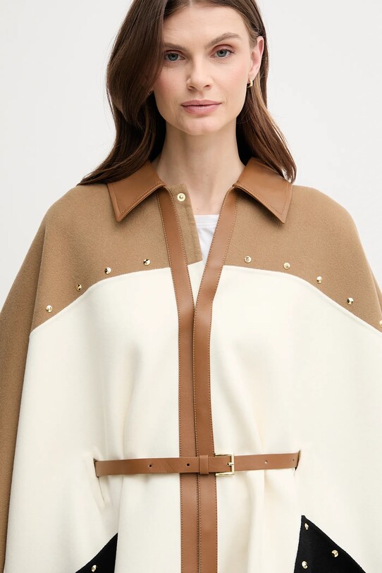 MACKAGE poncho wełniane beżowy MOLY