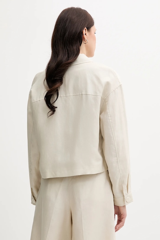 Odzież United Colors of Benetton kurtka z domieszką lnu 25BVDN08B beżowy