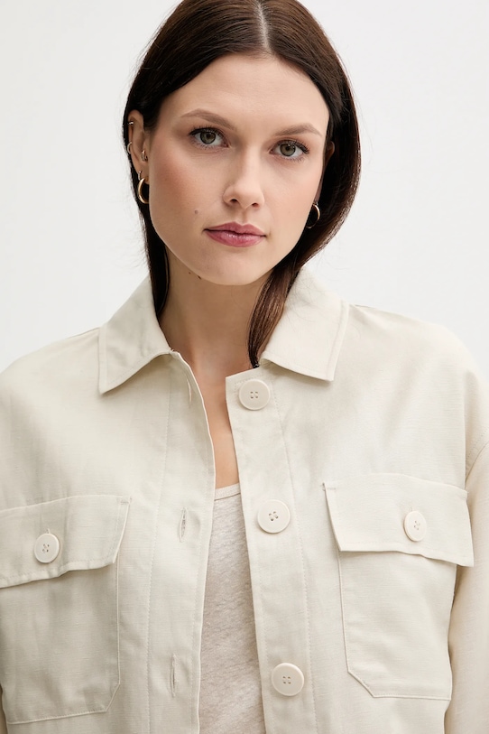 United Colors of Benetton kurtka z domieszką lnu beżowy 25BVDN08B