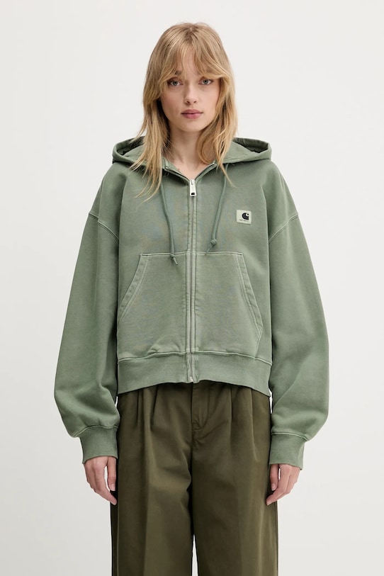 Carhartt WIP hanorac de bumbac Hooded Nelson Jacket cu gluga verde I033830.1YFGD