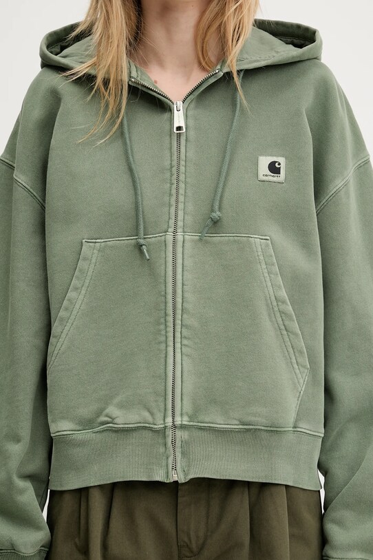 Carhartt WIP hanorac de bumbac Hooded Nelson Jacket verde I033830.1YFGD