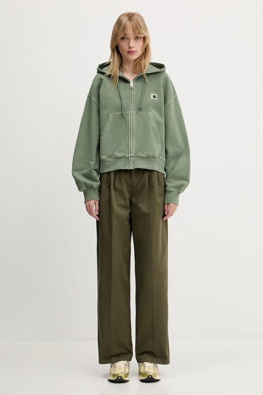 Carhartt WIP hanorac de bumbac Hooded Nelson Jacket I033830.1YFGD verde